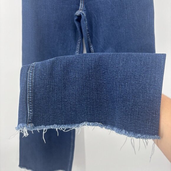 Zara High Waisted Wide Leg Denim Blue Jeans Womens Size 8 Pockets - Picture 3 of 11